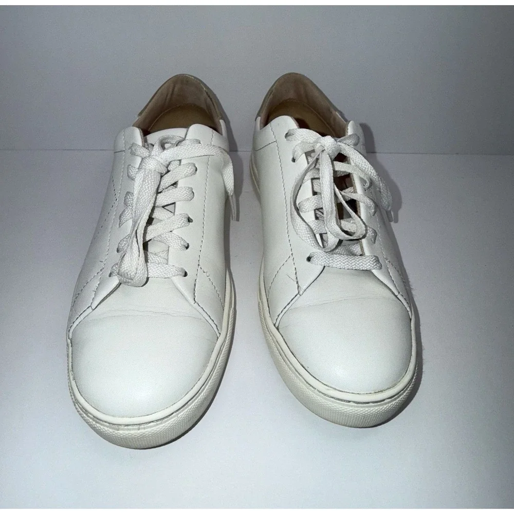 Kate Spade‎ Angelise White Gold Leather Silhouette Sneakers Tennis Shoes size 7B